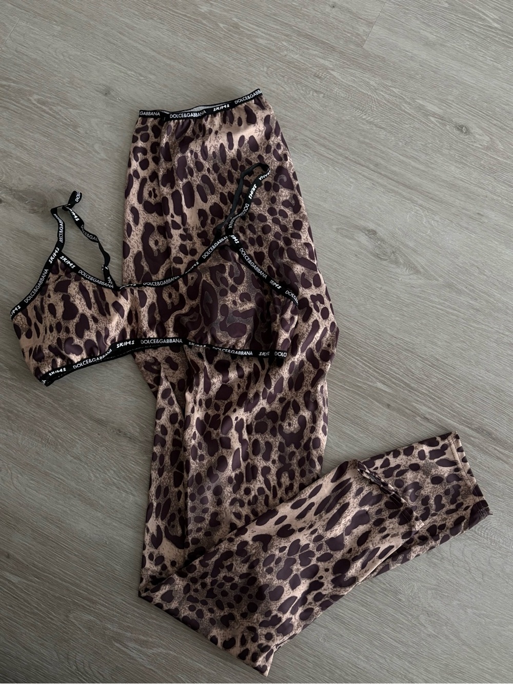 Brown Leopard-Print Bralette & Pants Set